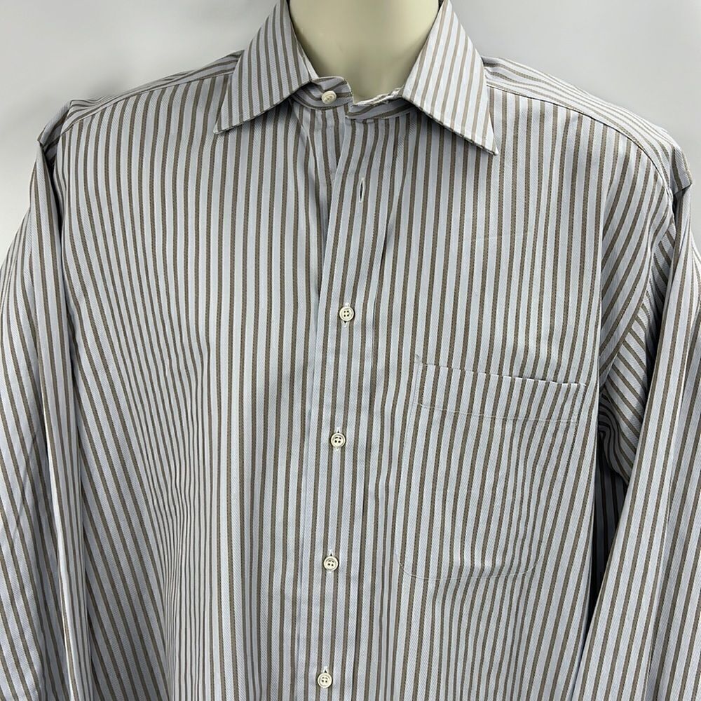 Ermenegildo Zegna long sleeve striped shirt 16” neck
